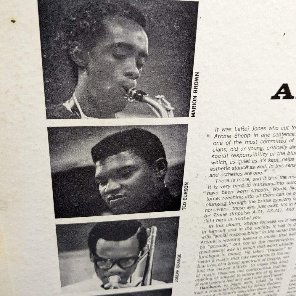 ARCHIE SHEPP - FIRE MUSIC (1965 OG MONO) & MARION BROW VG+ - Picture 7 of 16